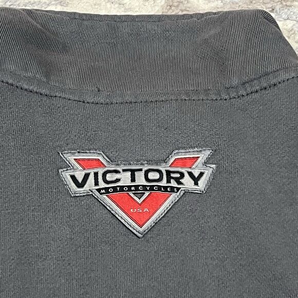 Victory Motorcycle Sweatshirt Mens S Gray Riding Zip Up Mock Neck Jacket - Picture 9 of 13